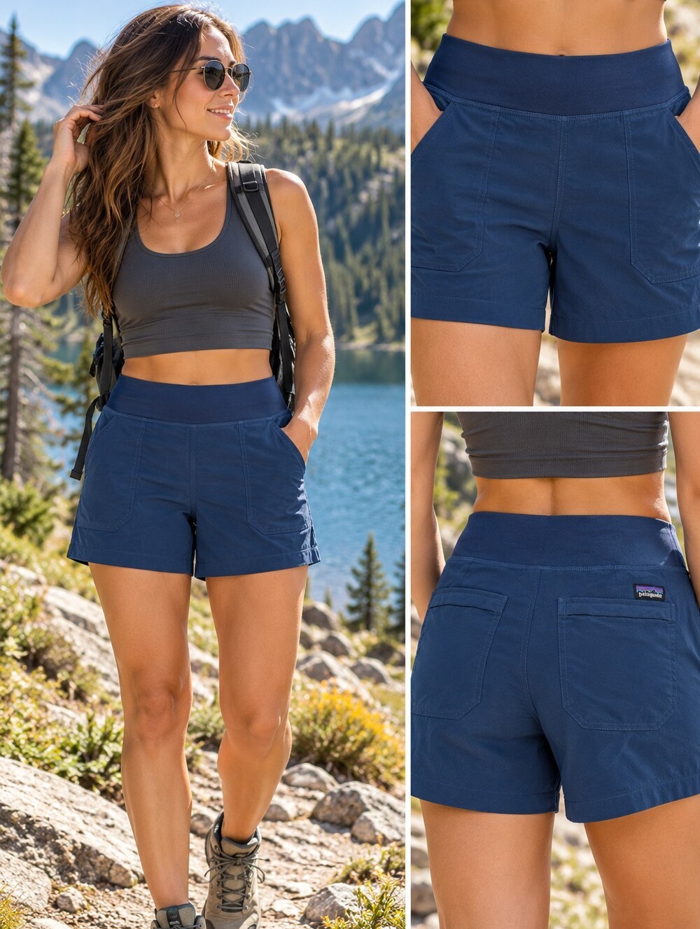 Patagonia Women's Navy Blue Small High-Rise Stretch Hiking Shorts
